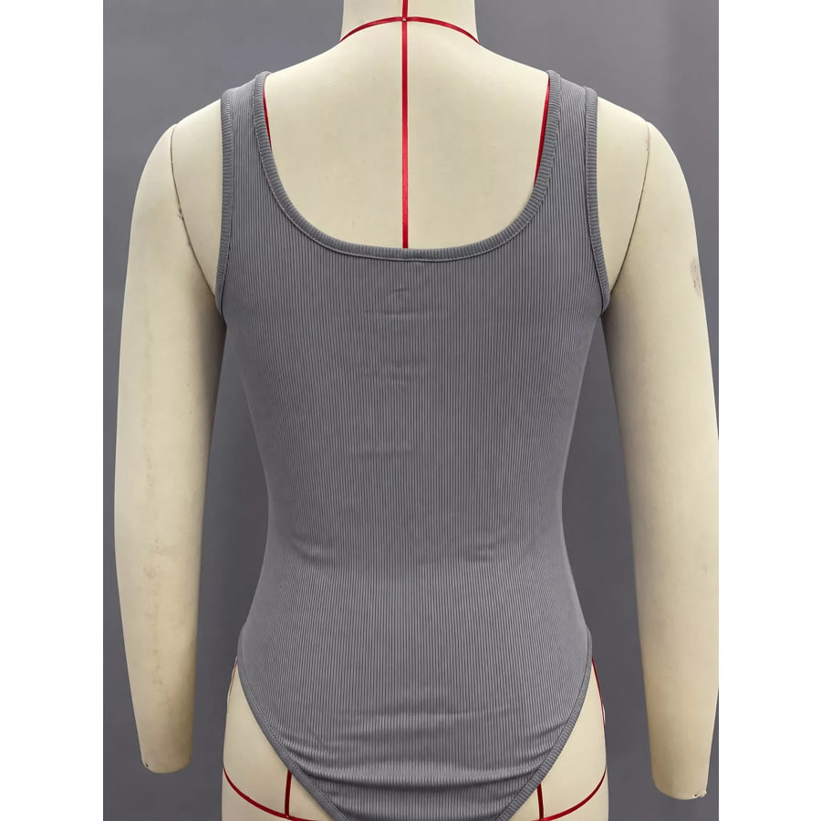 Full Size Ribbed Knit Sleeveless Scoop Neck Bodysuit Plus Apparel and Accessories