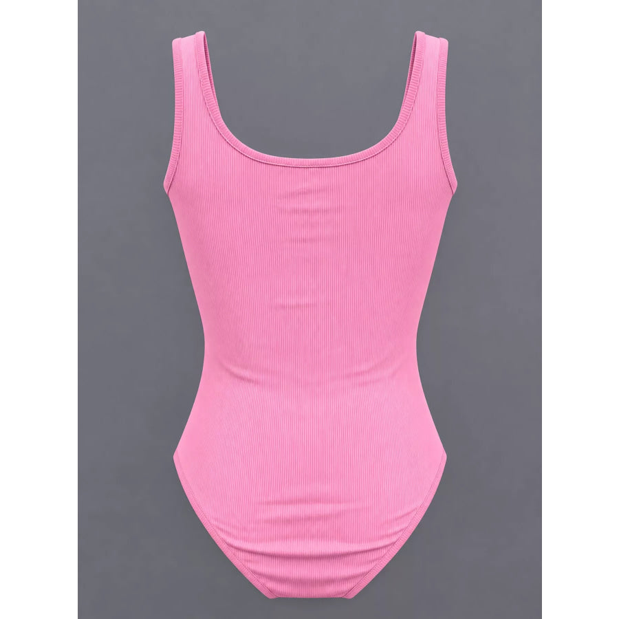 Full Size Ribbed Knit Sleeveless Scoop Neck Bodysuit Plus Apparel and Accessories