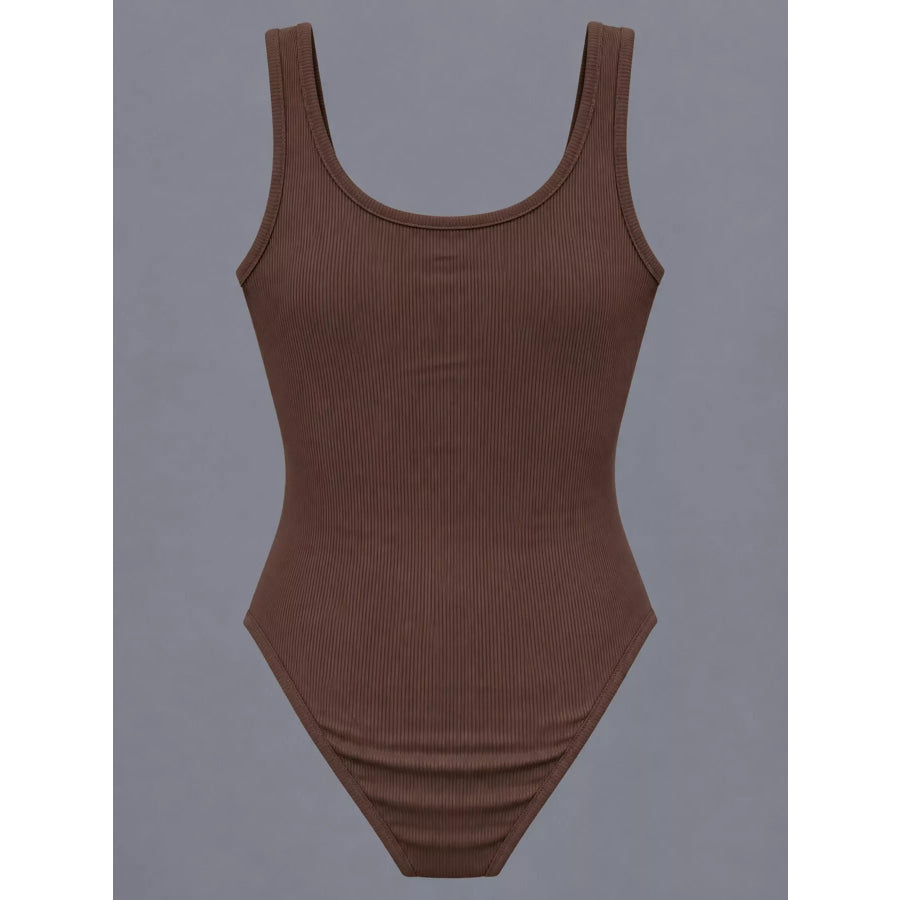Full Size Ribbed Knit Sleeveless Scoop Neck Bodysuit Plus Apparel and Accessories