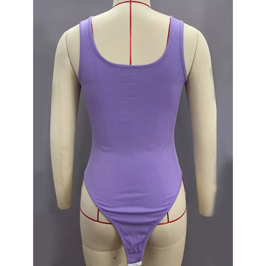 Full Size Ribbed Knit Sleeveless Scoop Neck Bodysuit Plus Apparel and Accessories