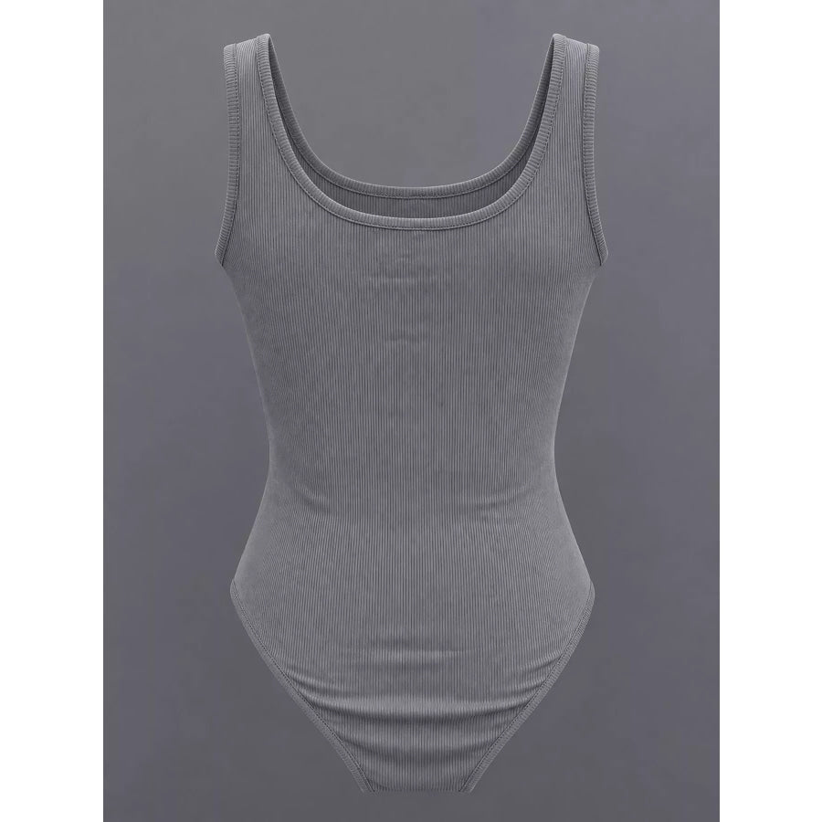 Full Size Ribbed Knit Sleeveless Scoop Neck Bodysuit Plus Apparel and Accessories