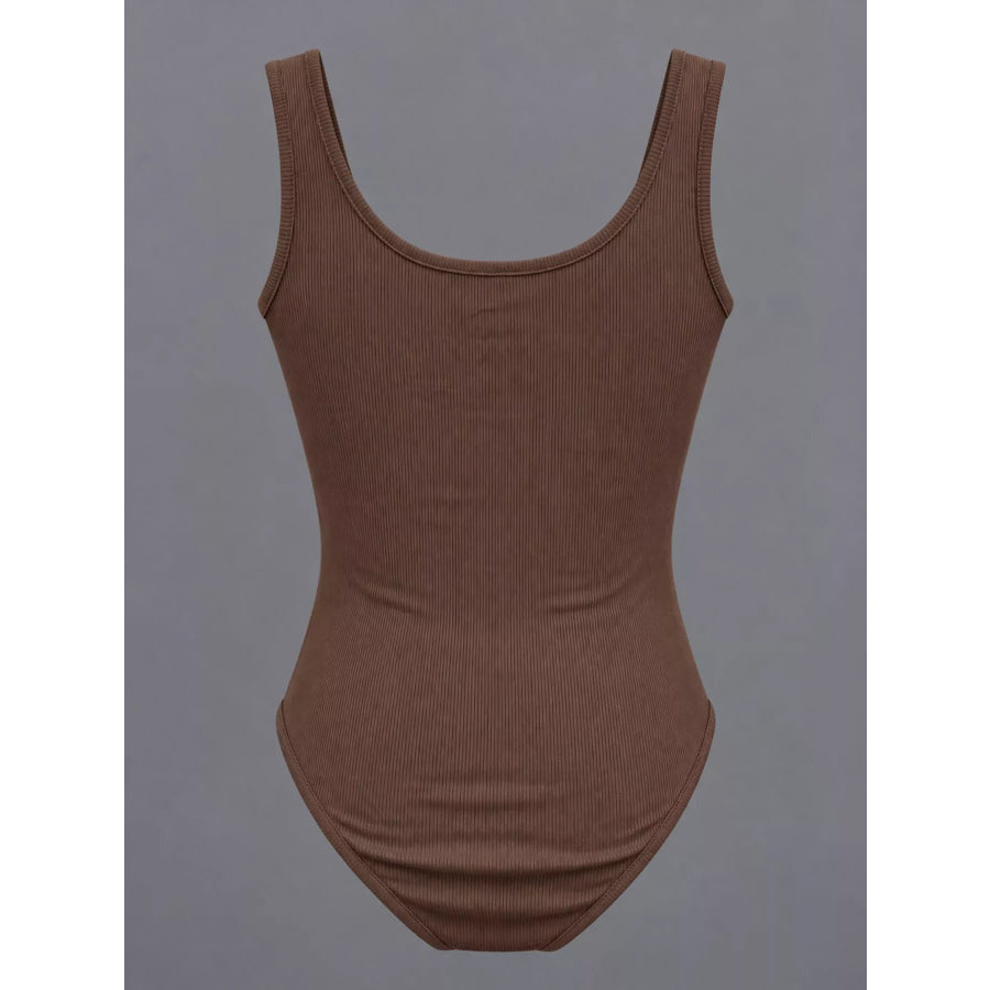 Full Size Ribbed Knit Sleeveless Scoop Neck Bodysuit Plus Apparel and Accessories