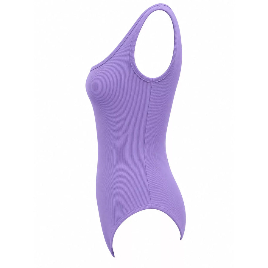 Full Size Ribbed Knit Sleeveless Scoop Neck Bodysuit Plus Apparel and Accessories