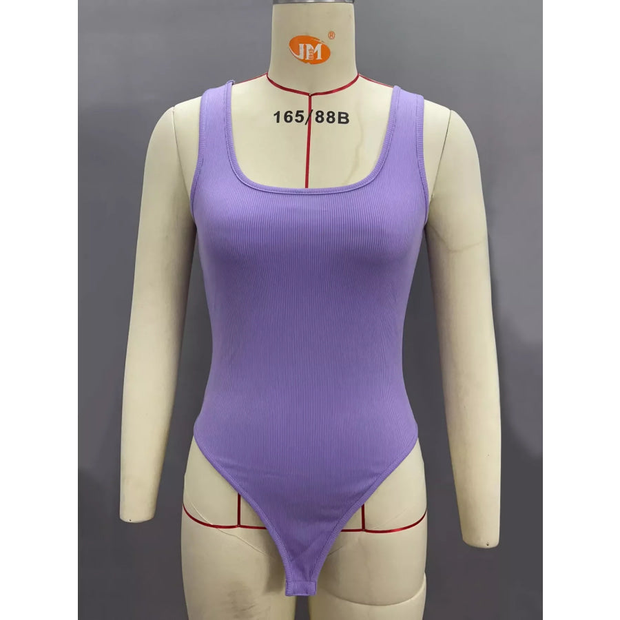 Full Size Ribbed Knit Sleeveless Scoop Neck Bodysuit Plus Apparel and Accessories