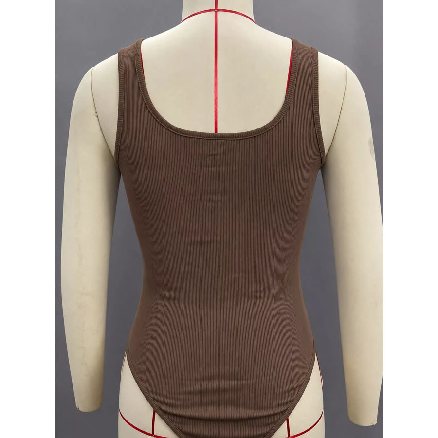 Full Size Ribbed Knit Sleeveless Scoop Neck Bodysuit Plus Apparel and Accessories