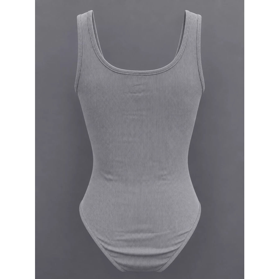 Full Size Ribbed Knit Sleeveless Scoop Neck Bodysuit Plus Apparel and Accessories