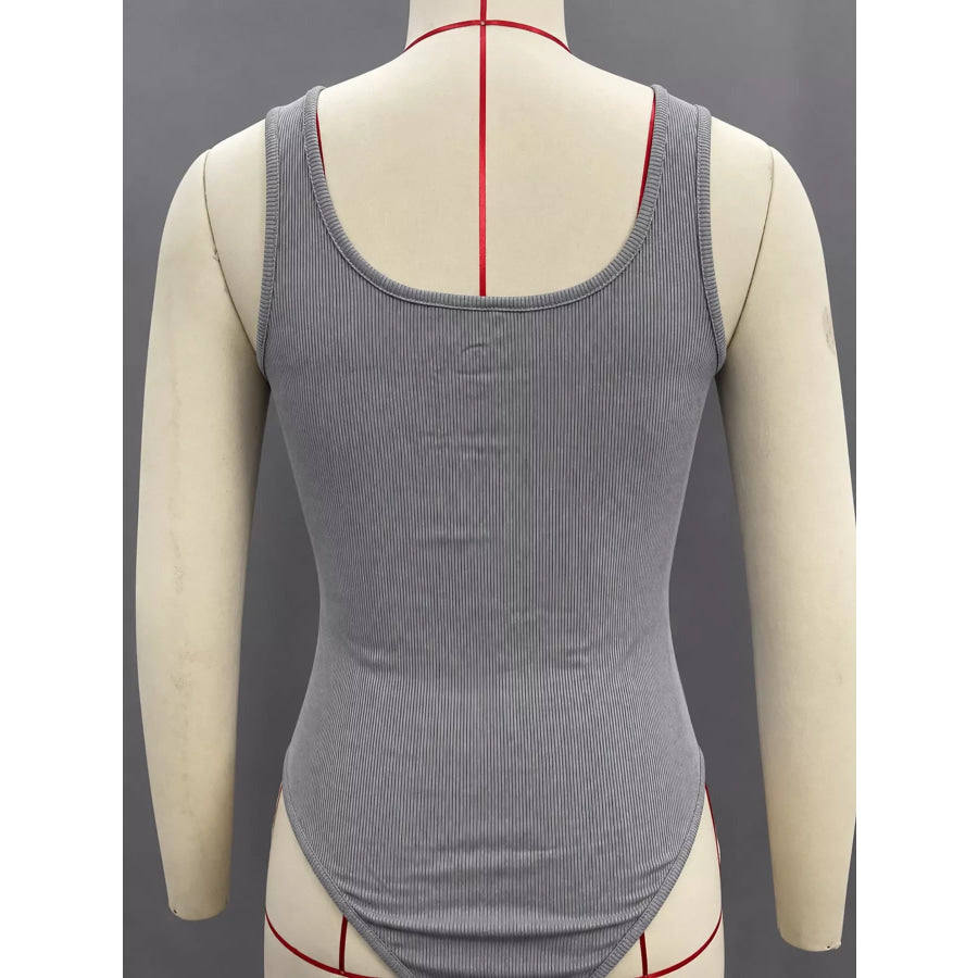 Full Size Ribbed Knit Sleeveless Scoop Neck Bodysuit Plus Apparel and Accessories
