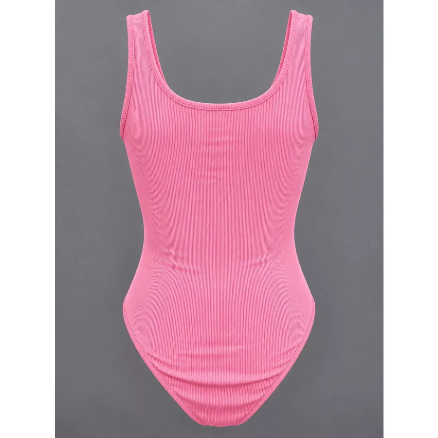 Full Size Ribbed Knit Sleeveless Scoop Neck Bodysuit Plus Apparel and Accessories