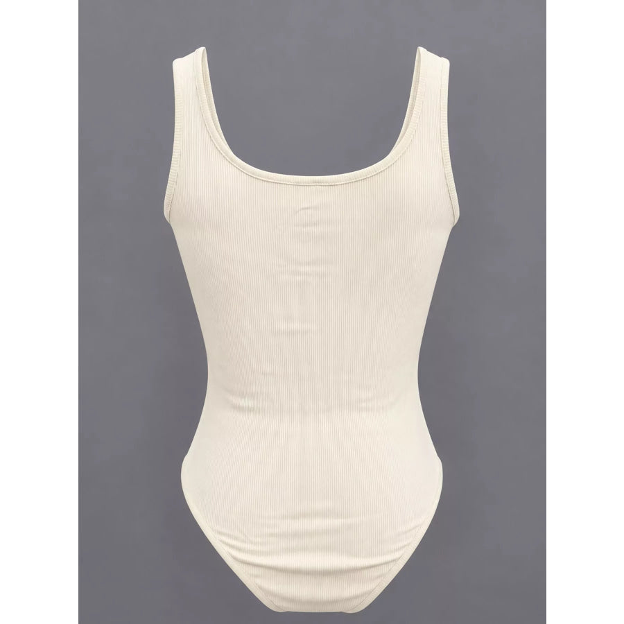 Full Size Ribbed Knit Sleeveless Scoop Neck Bodysuit Plus Apparel and Accessories