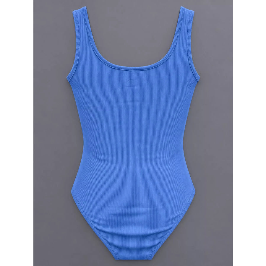 Full Size Ribbed Knit Sleeveless Scoop Neck Bodysuit Plus Apparel and Accessories
