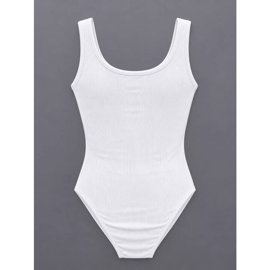 Full Size Ribbed Knit Sleeveless Scoop Neck Bodysuit Plus Apparel and Accessories
