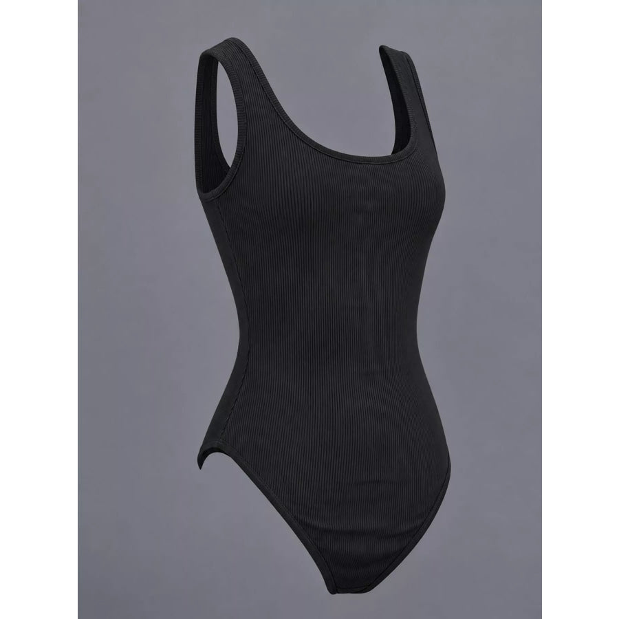 Full Size Ribbed Knit Sleeveless Scoop Neck Bodysuit Plus Apparel and Accessories