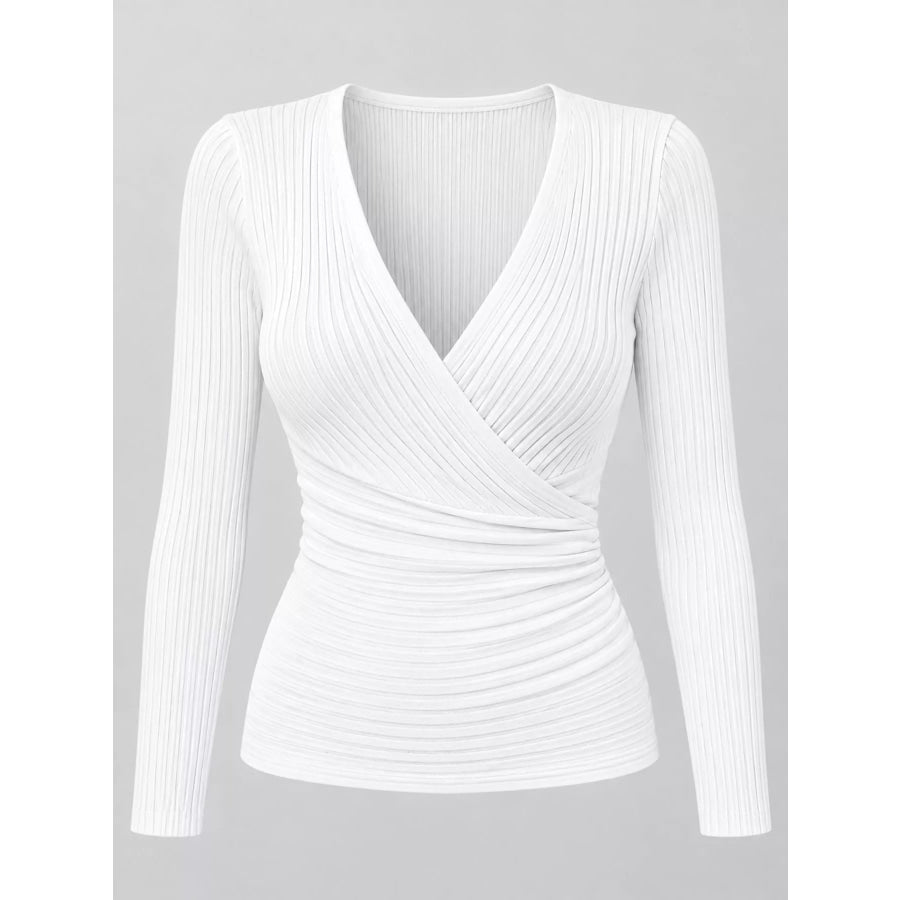 Full Size Ribbed Long Sleeve Slim Fit T-Shirt Plus Apparel and Accessories