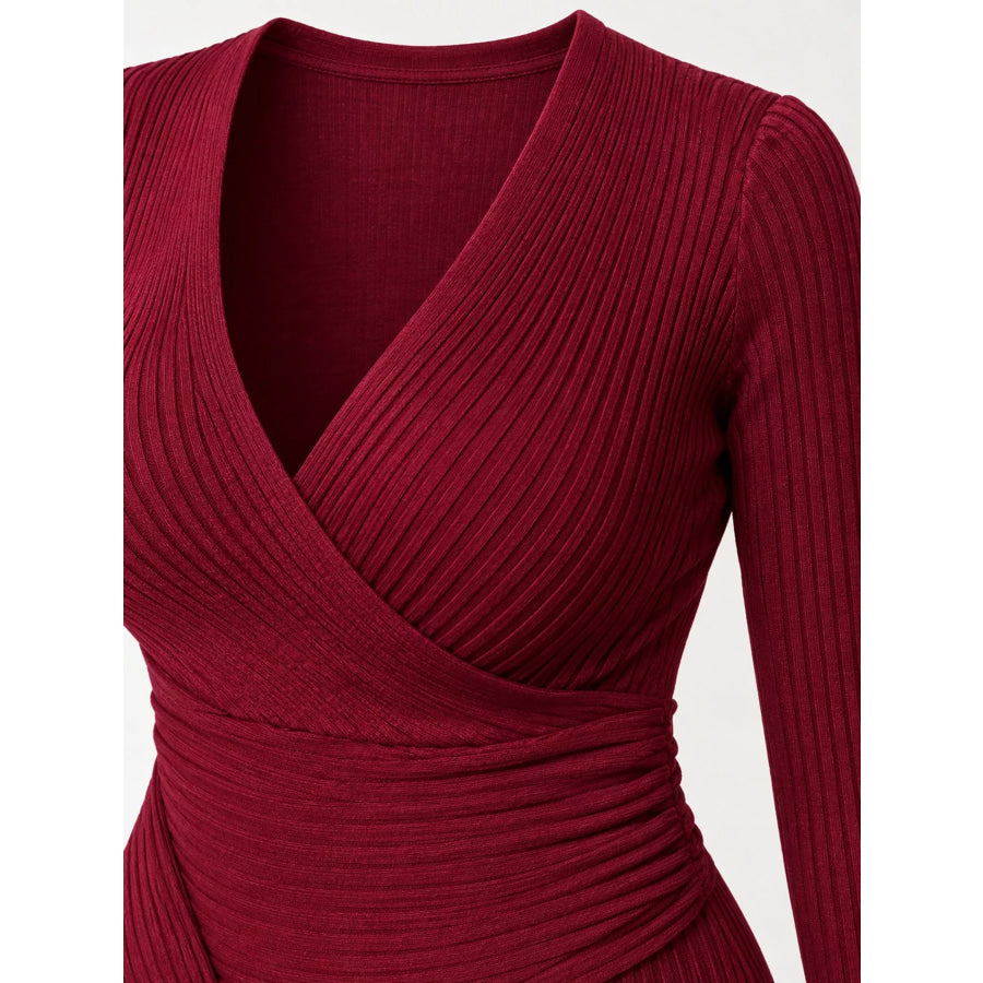 Full Size Ribbed Long Sleeve Slim Fit T-Shirt Plus Apparel and Accessories