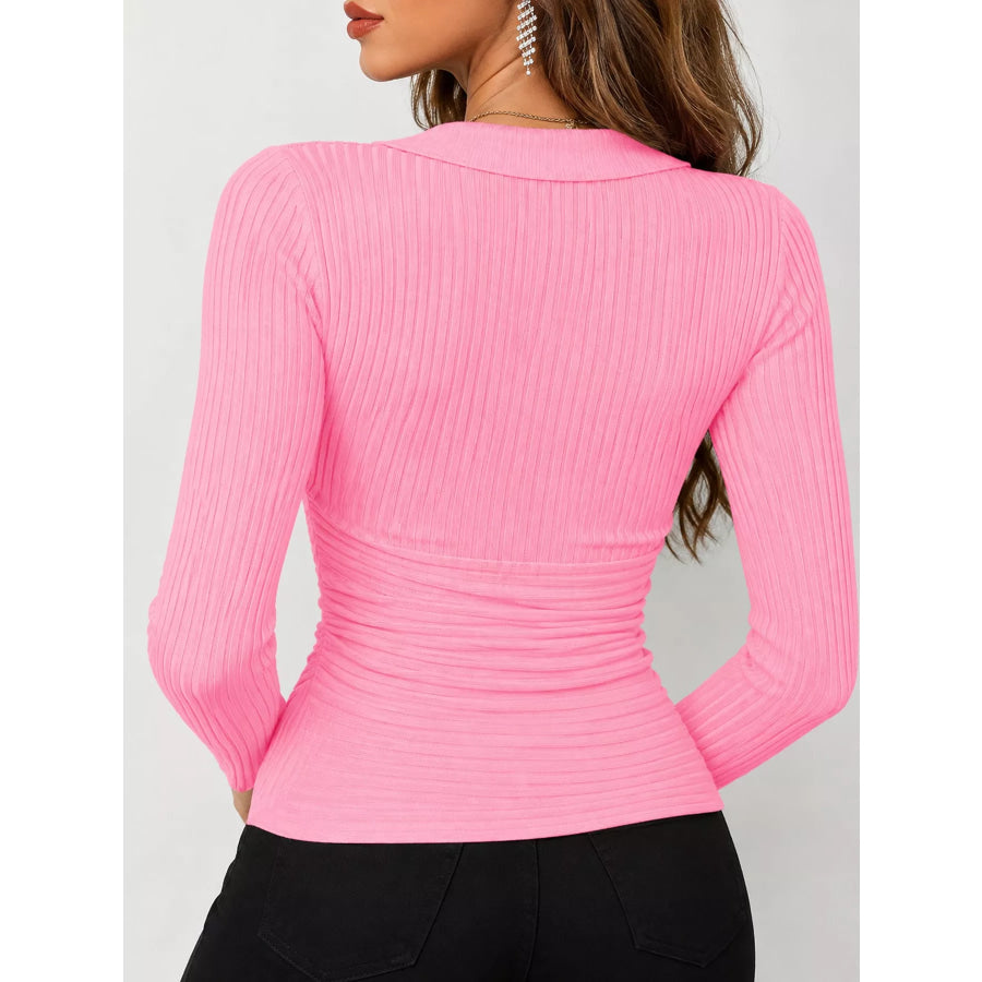 Full Size Ribbed Long Sleeve Slim Fit T-Shirt Plus Apparel and Accessories