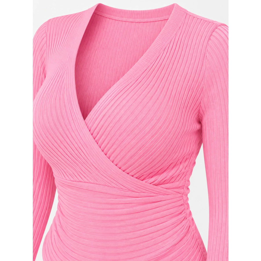Full Size Ribbed Long Sleeve Slim Fit T-Shirt Plus Apparel and Accessories