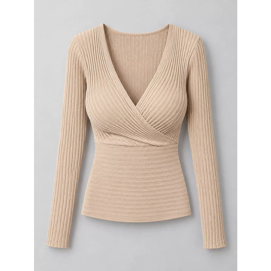 Full Size Ribbed Long Sleeve Slim Fit T-Shirt Plus Apparel and Accessories