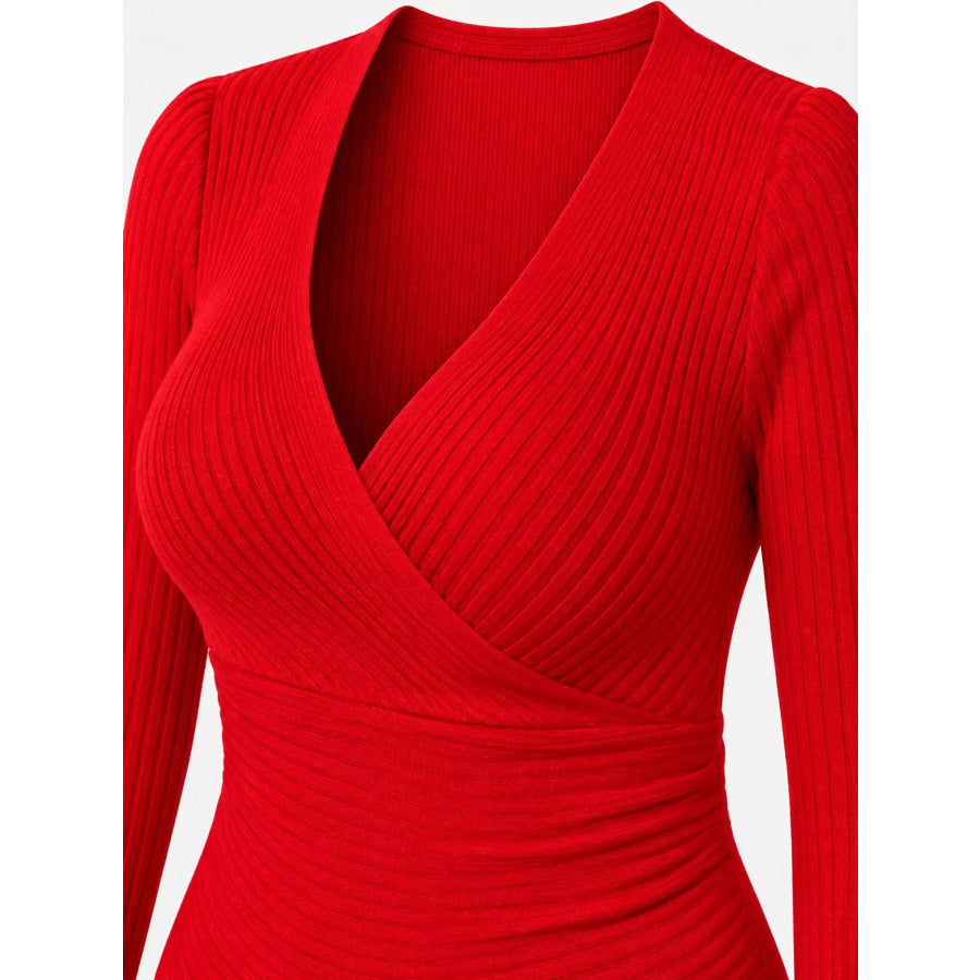 Full Size Ribbed Long Sleeve Slim Fit T-Shirt Plus Apparel and Accessories