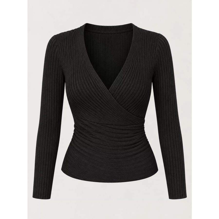Full Size Ribbed Long Sleeve Slim Fit T-Shirt Plus Apparel and Accessories