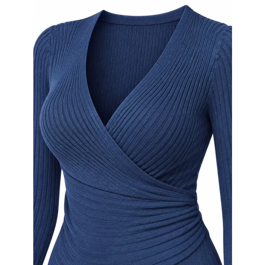 Full Size Ribbed Long Sleeve Slim Fit T-Shirt Plus Apparel and Accessories