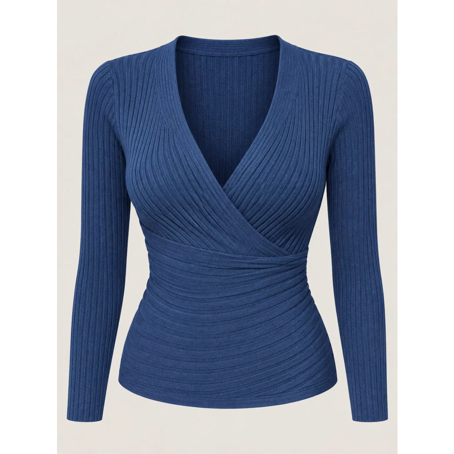 Full Size Ribbed Long Sleeve Slim Fit T-Shirt Plus Apparel and Accessories