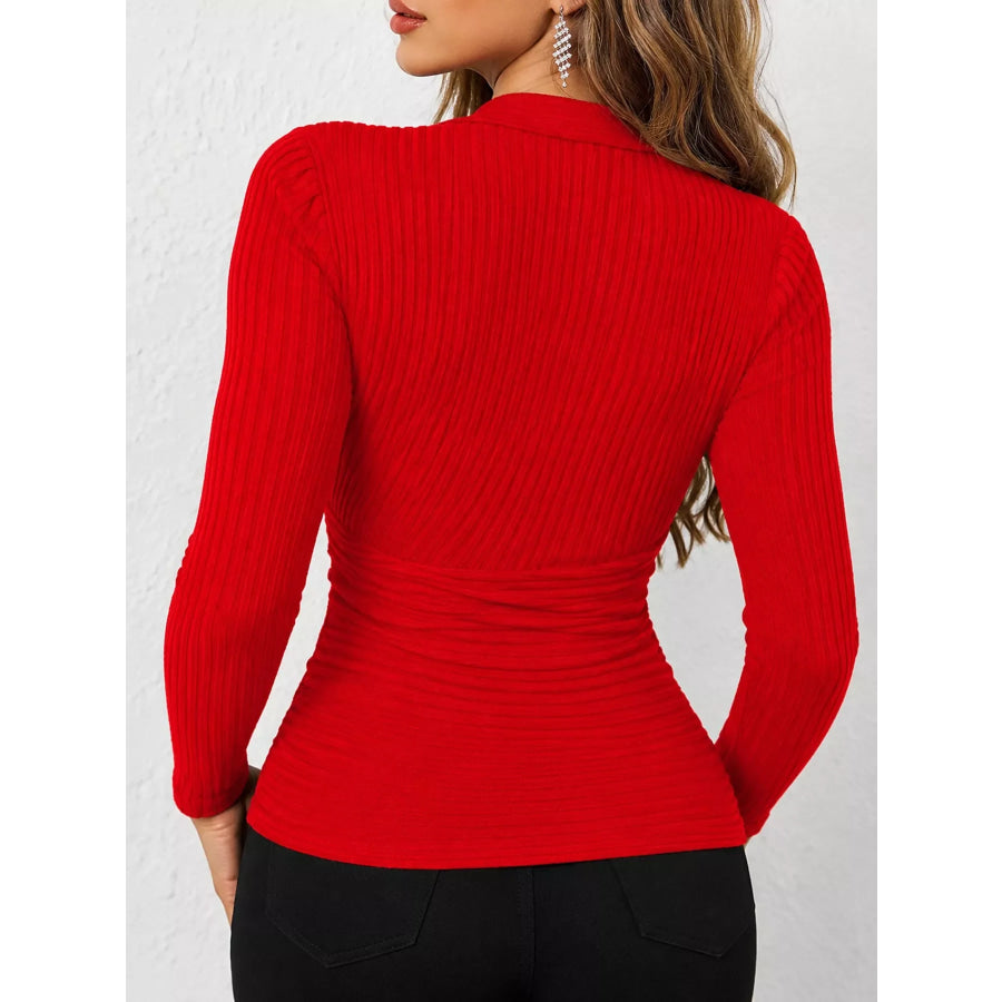 Full Size Ribbed Long Sleeve Slim Fit T-Shirt Plus Apparel and Accessories