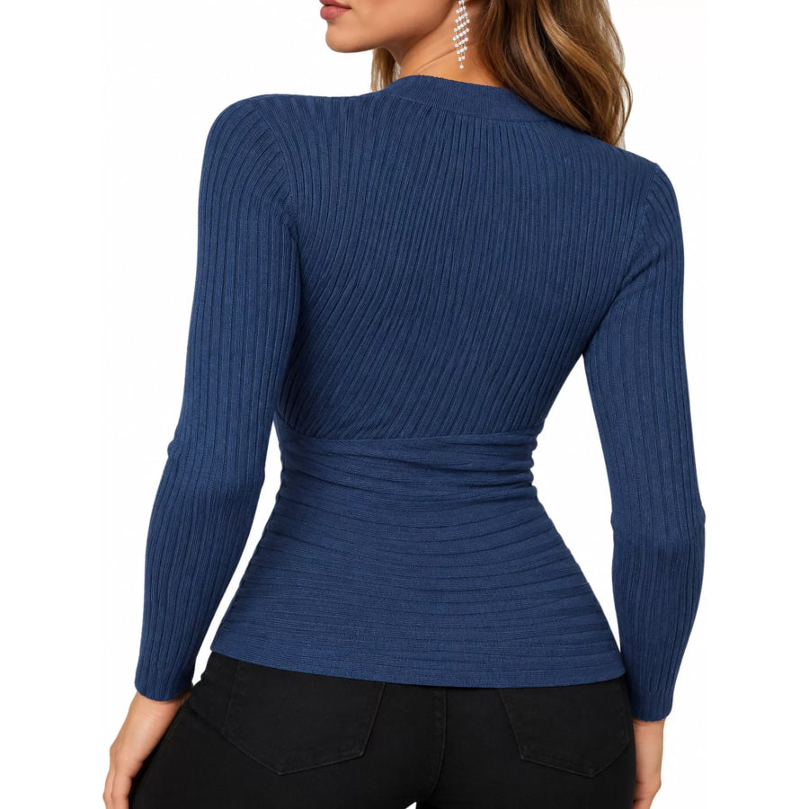 Full Size Ribbed Long Sleeve Slim Fit T-Shirt Plus Apparel and Accessories