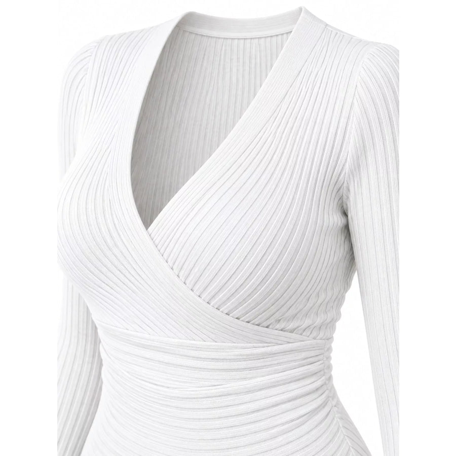 Full Size Ribbed Long Sleeve Slim Fit T-Shirt Plus Apparel and Accessories