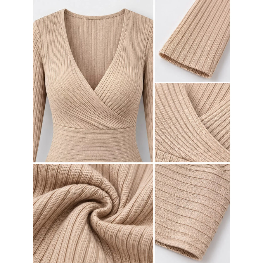 Full Size Ribbed Long Sleeve Slim Fit T-Shirt Plus Apparel and Accessories