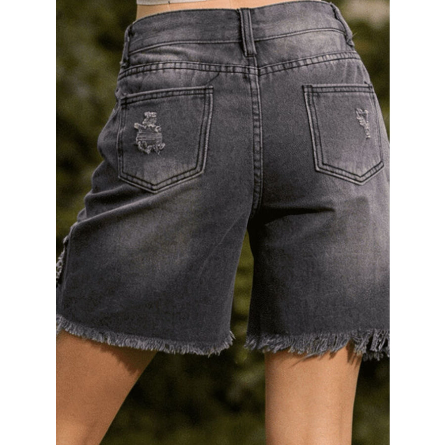 Full Size Ripped Frayed Hem Denim Shorts Plus Size Apparel and Accessories