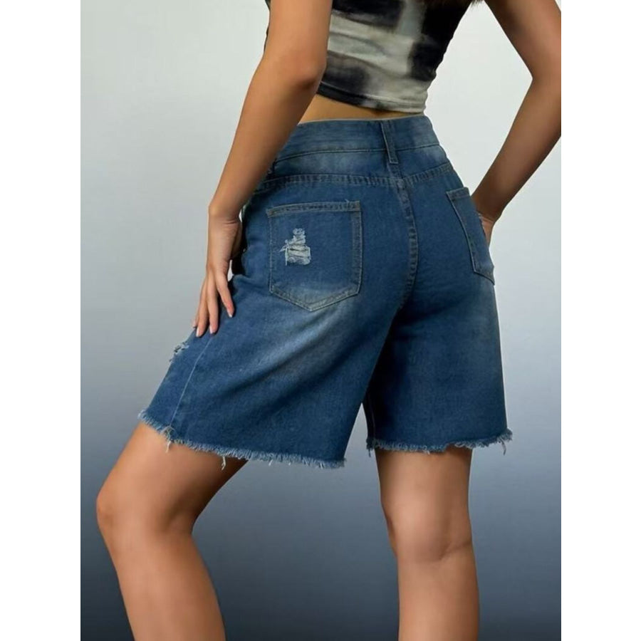 Full Size Ripped Frayed Hem Denim Shorts Plus Size Apparel and Accessories