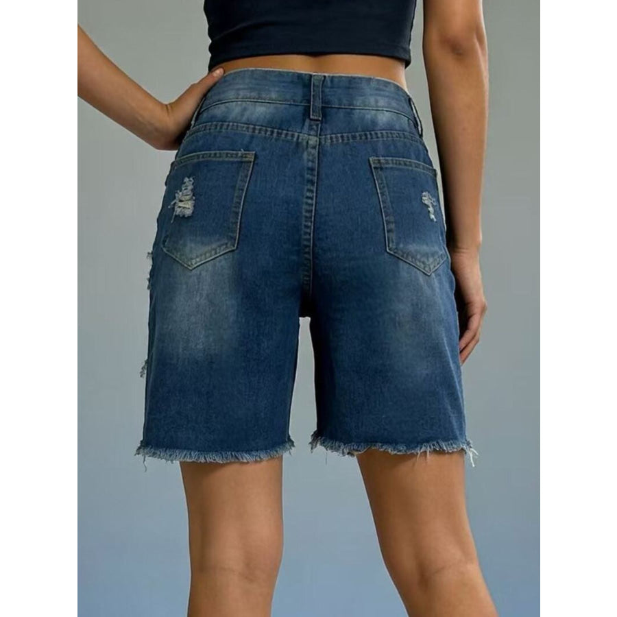 Full Size Ripped Frayed Hem Denim Shorts Plus Size Apparel and Accessories