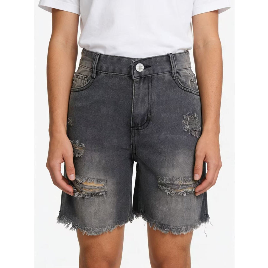 Full Size Ripped Frayed Hem Denim Shorts Plus Size Apparel and Accessories