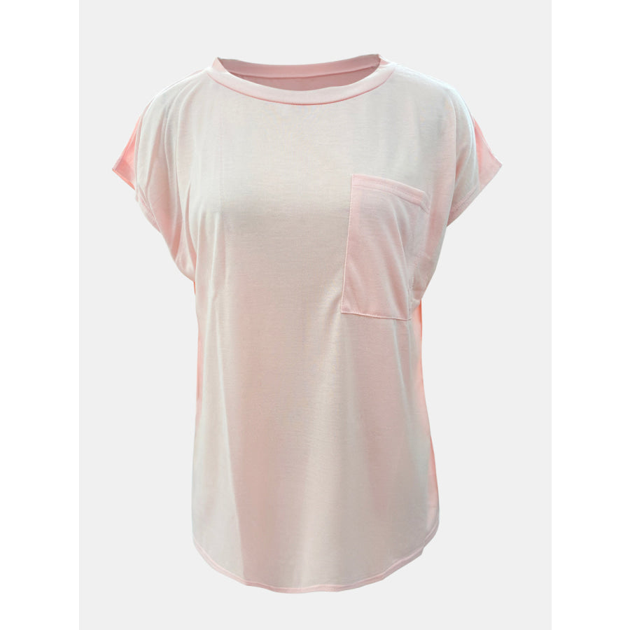 Full Size Round Neck Cap Sleeve T-Shirt Apparel and Accessories
