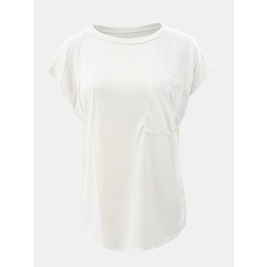 Full Size Round Neck Cap Sleeve T-Shirt Apparel and Accessories