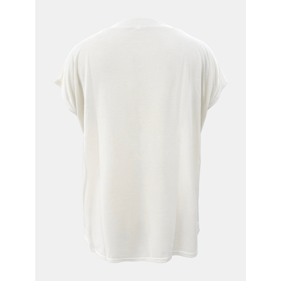 Full Size Round Neck Cap Sleeve T-Shirt Apparel and Accessories