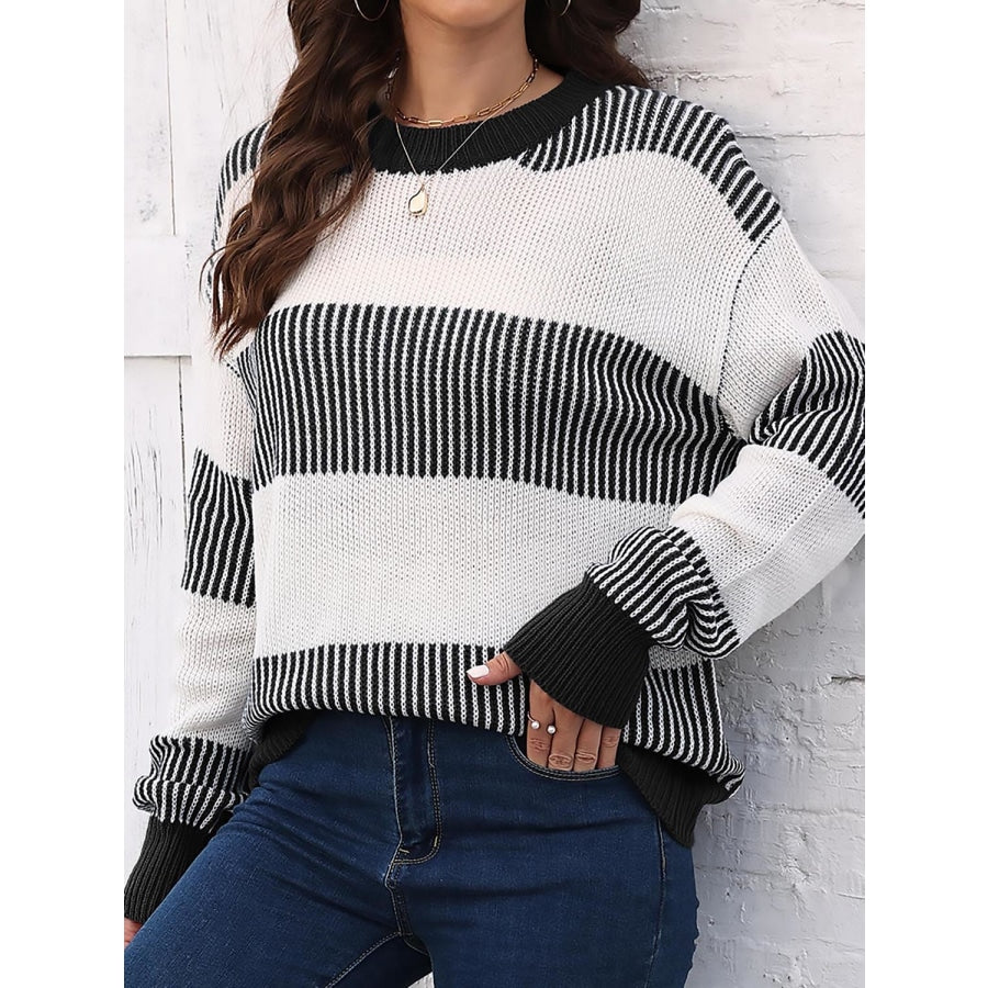 Full Size Round Neck Drop Shoulder Sweater