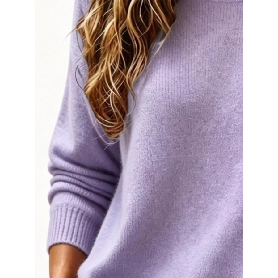 Full Size Round Neck Dropped Shoulder Sweater Plus Size Apparel and Accessories