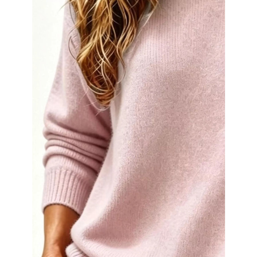 Full Size Round Neck Dropped Shoulder Sweater Plus Size Apparel and Accessories