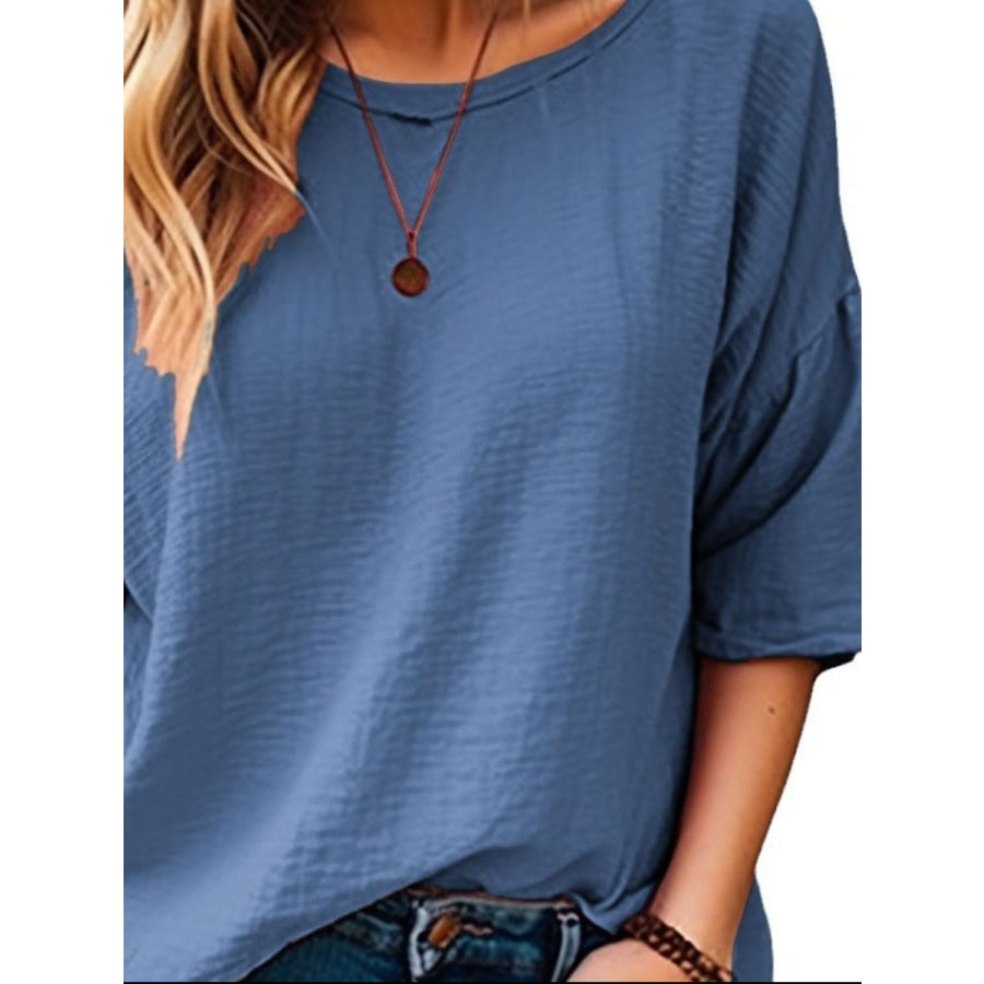 Full Size Round Neck Half Sleeve T-Shirt Plus Size Apparel and Accessories