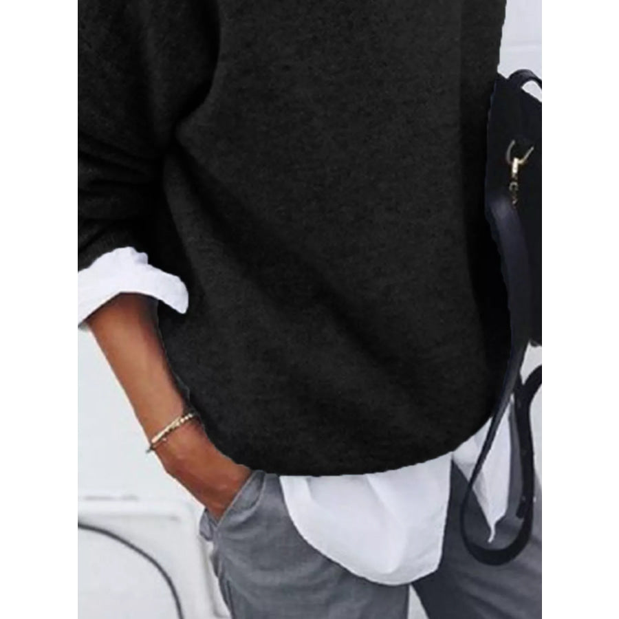 Full Size Round Neck Long Sleeve Sweater Plus Apparel and Accessories