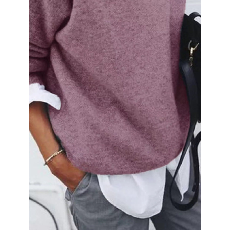 Full Size Round Neck Long Sleeve Sweater Plus Apparel and Accessories
