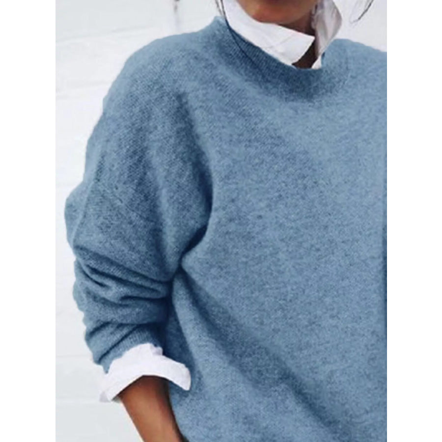 Full Size Round Neck Long Sleeve Sweater Plus Apparel and Accessories