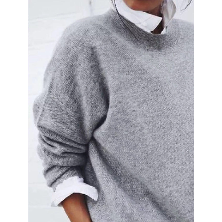 Full Size Round Neck Long Sleeve Sweater Plus Apparel and Accessories