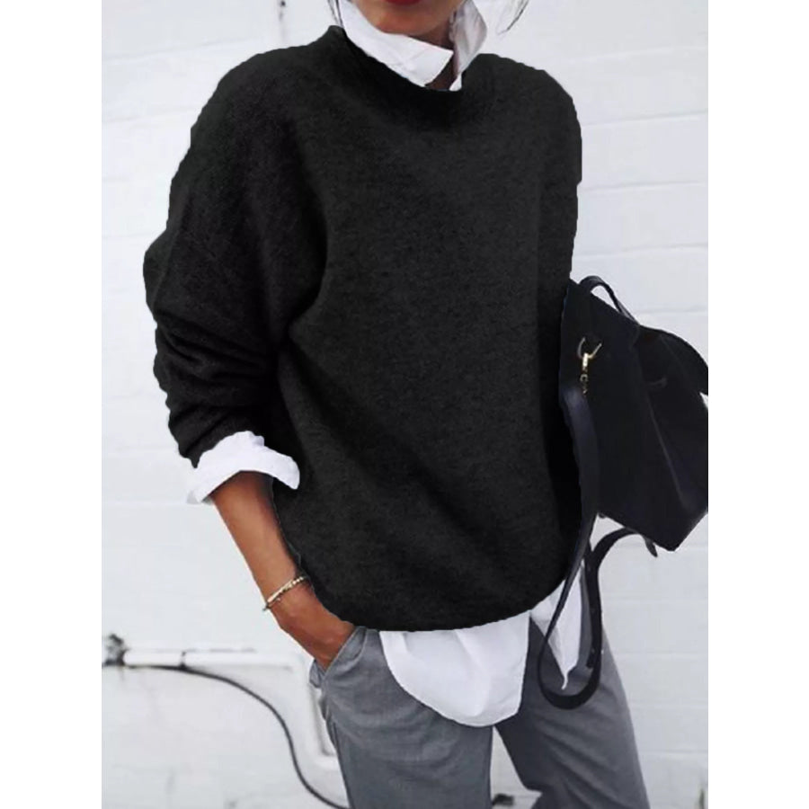 Full Size Round Neck Long Sleeve Sweater Plus Apparel and Accessories