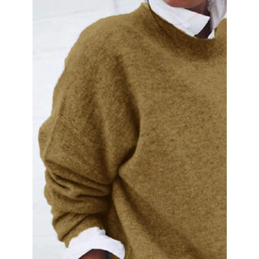 Full Size Round Neck Long Sleeve Sweater Plus Apparel and Accessories