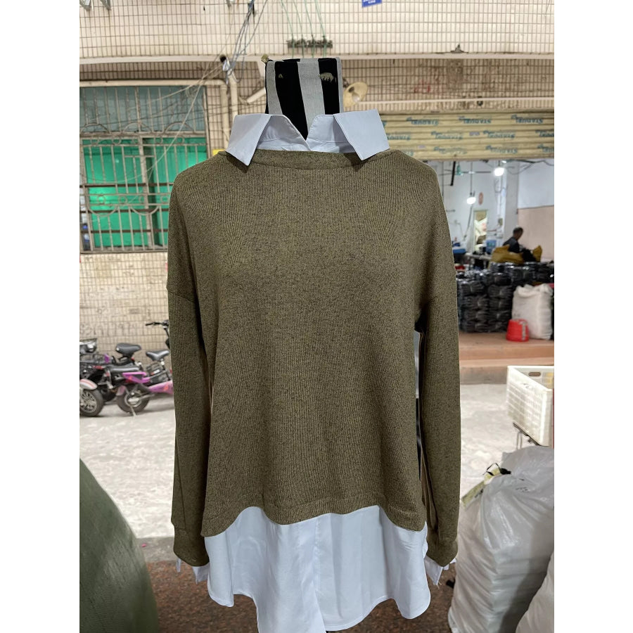 Full Size Round Neck Long Sleeve Sweater Plus Apparel and Accessories