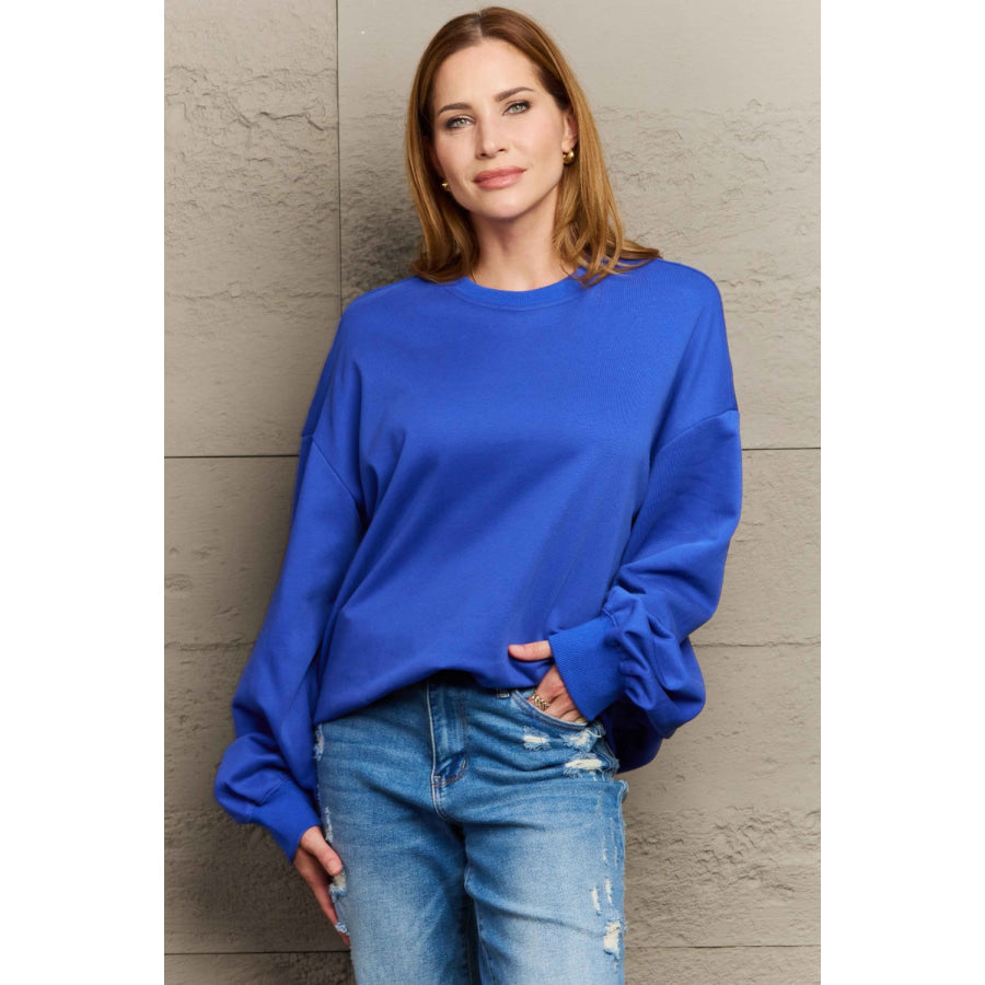 Full Size Round Neck Long Sleeve Sweatshirt Apparel and Accessories