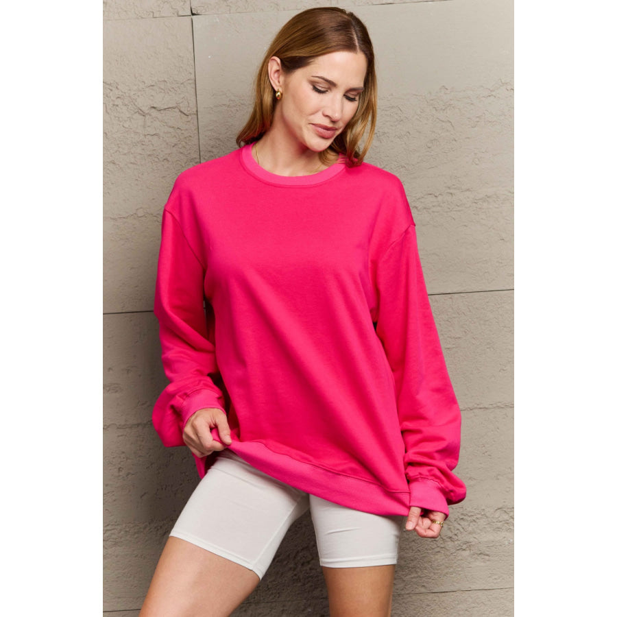 Full Size Round Neck Long Sleeve Sweatshirt Apparel and Accessories