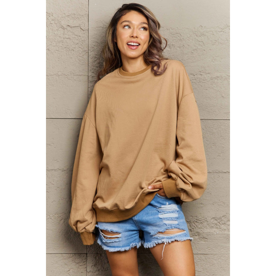 Full Size Round Neck Long Sleeve Sweatshirt Apparel and Accessories